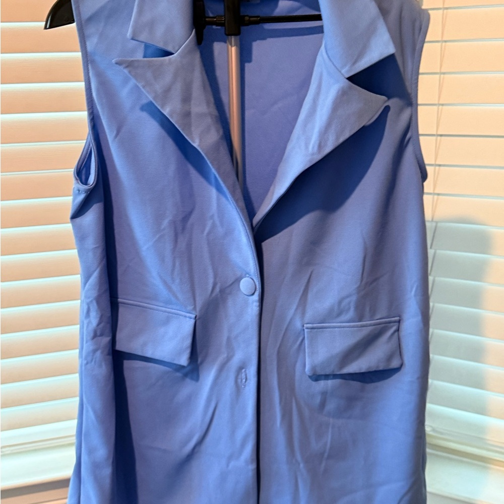Women's Blue Sleeveless Jacket